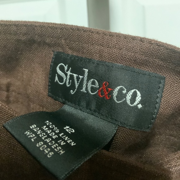 Style & Co. Brown Linen Cropped Pants - Picture 4 of 9